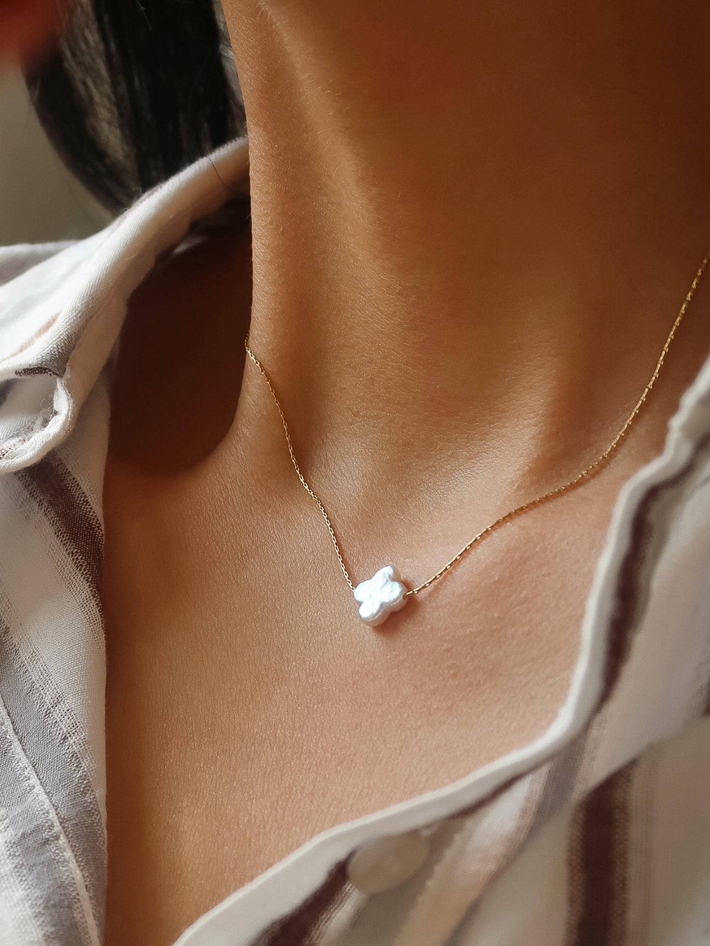 Tidal Clover Freshwater Pearl Necklace-PREORDER