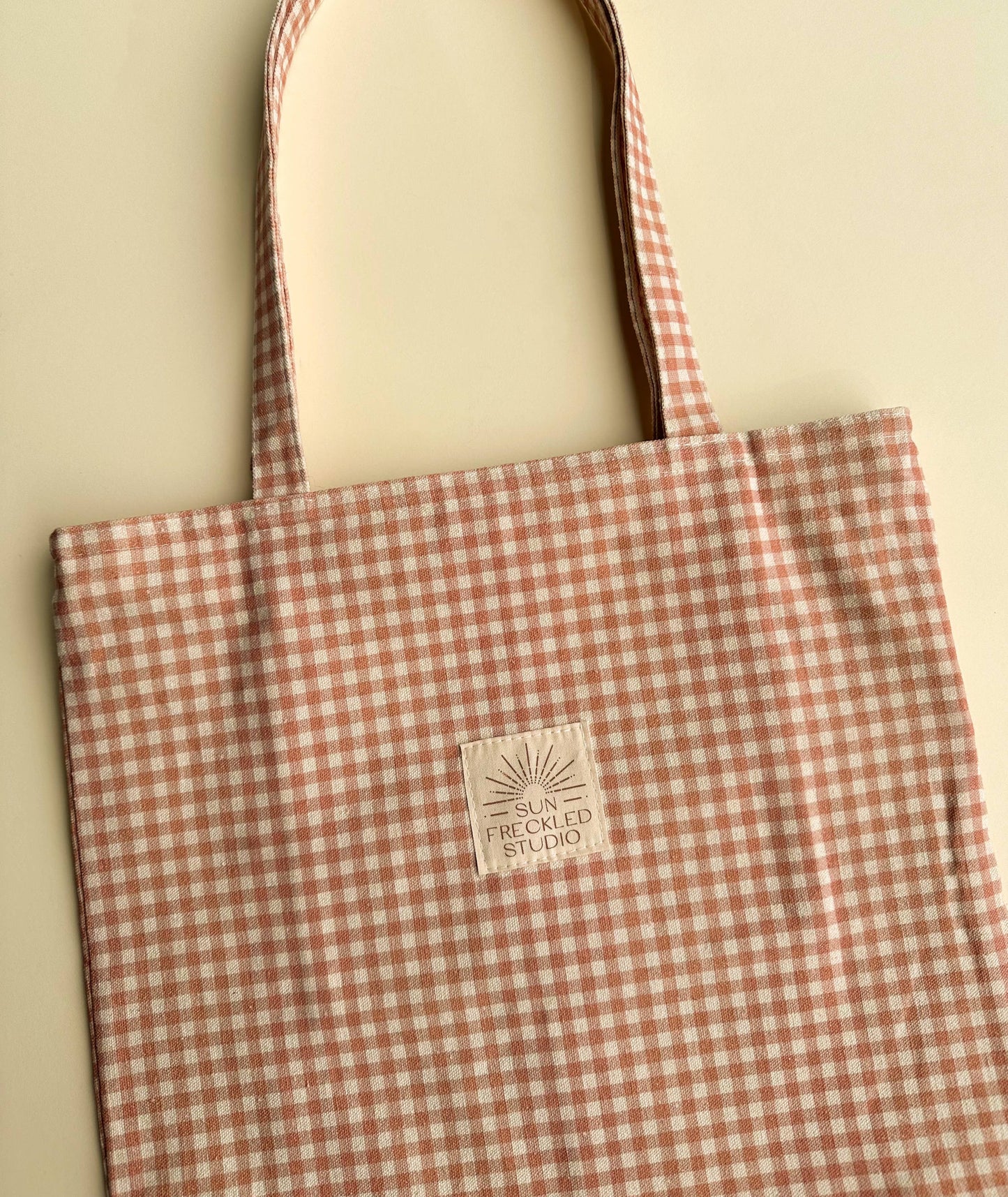 Chai Gingham Tote Bag: Wide