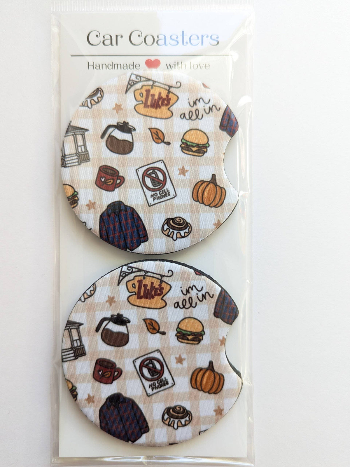 GG Inspired Autumn Fall Car Coasters : Tan lukes