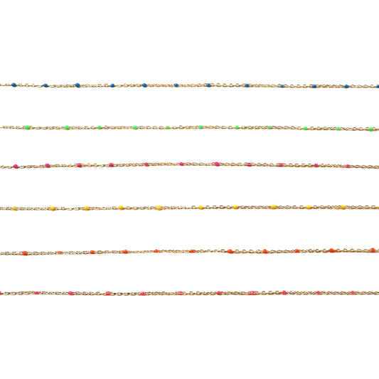 Double Strand Enamel Bracelet: Pink + Orange