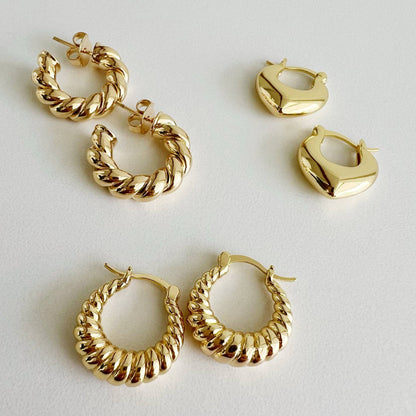 Endless Weekend Croissant Twist Hoops Earrings Gold Filled
