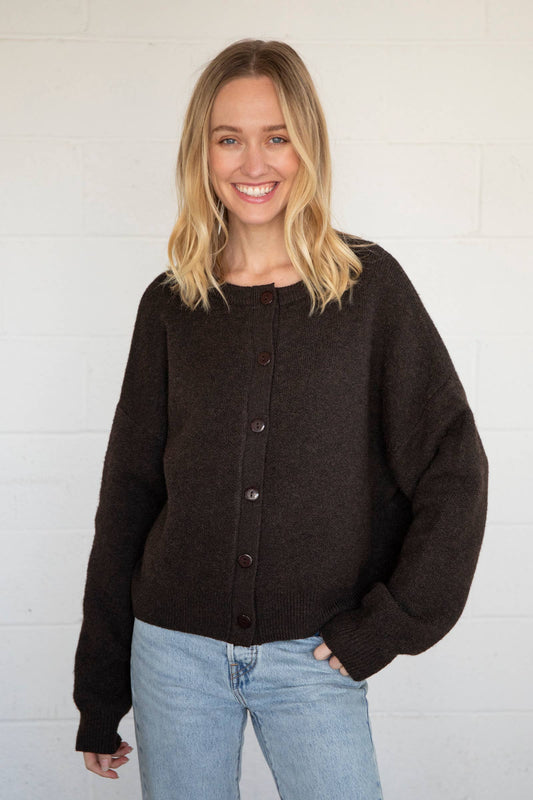 Alyssa Cardigan: Chocolate / M