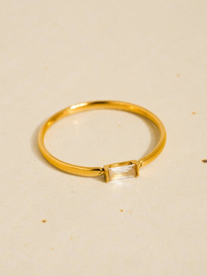 Côme 18K Gold Non-Tarnish Minimalist Thin CZ Band: Yellow Gold / 8