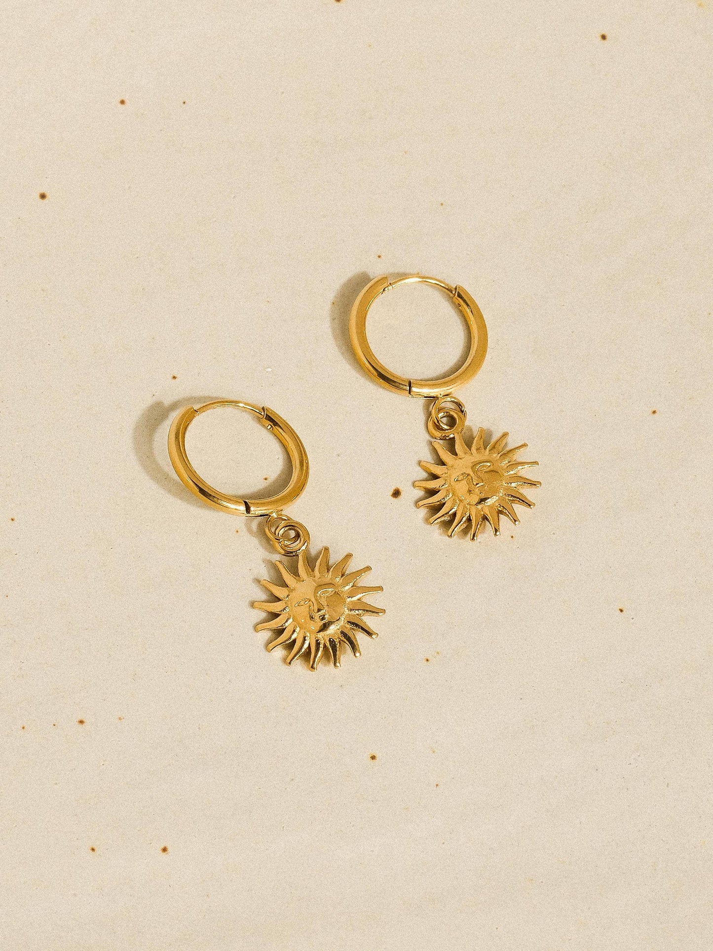 Pascale 18K Gold Non-Tarnish Sun hoop Earring: Yellow Gold