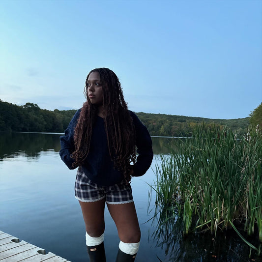 Cottage lace plaid shorts