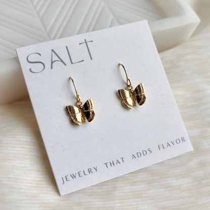 BUTTERFLY HOOK EARRINGS | gold | dainty butterfly earrings