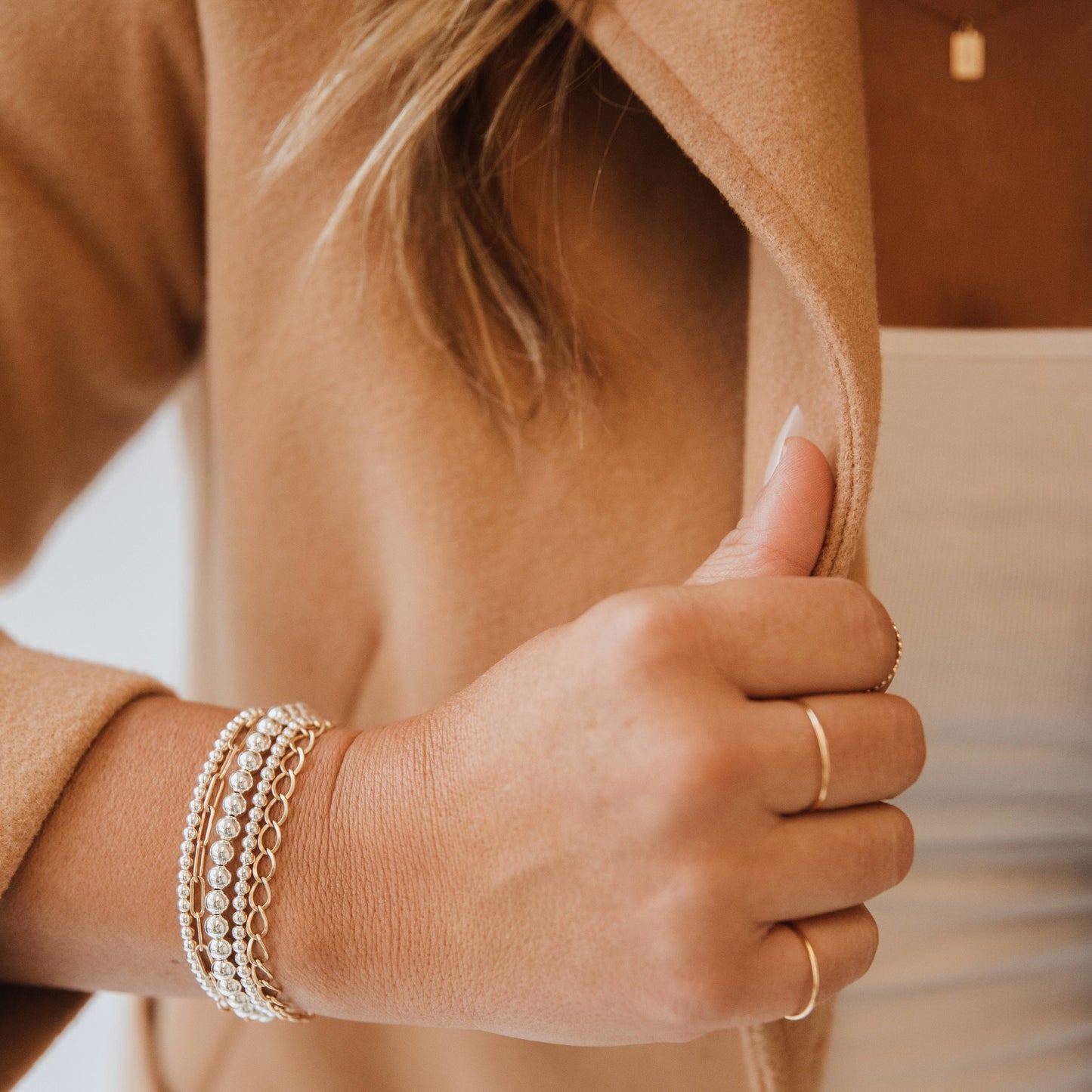 Sterling Silver Luxe Beaded Bracelet: 3MM
