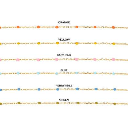 Enamel & Gold Necklace: Pink / 13"