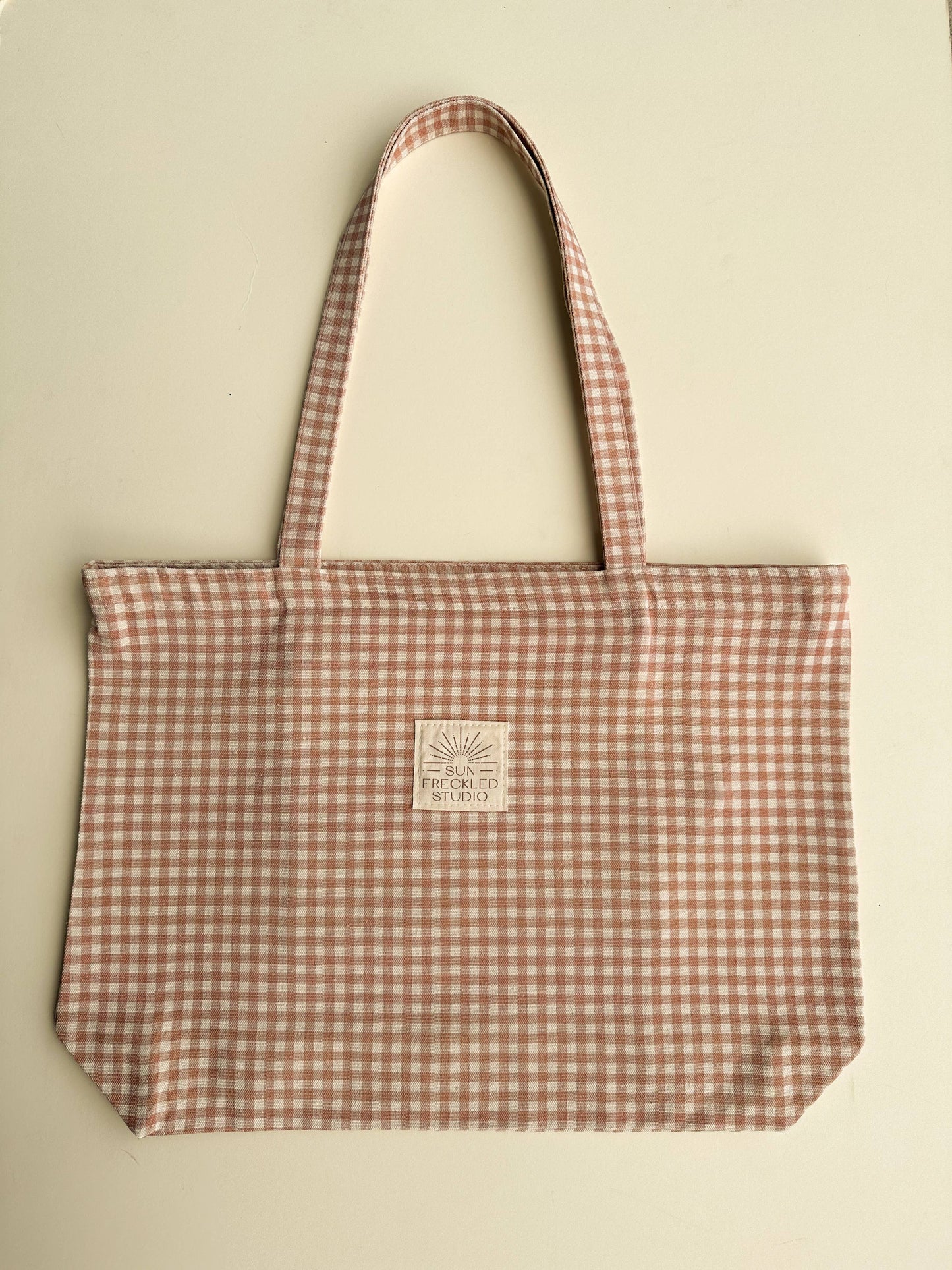 Chai Gingham Tote Bag: Wide