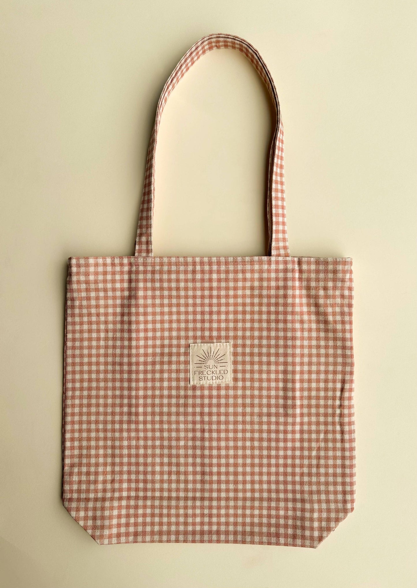 Chai Gingham Tote Bag: Wide