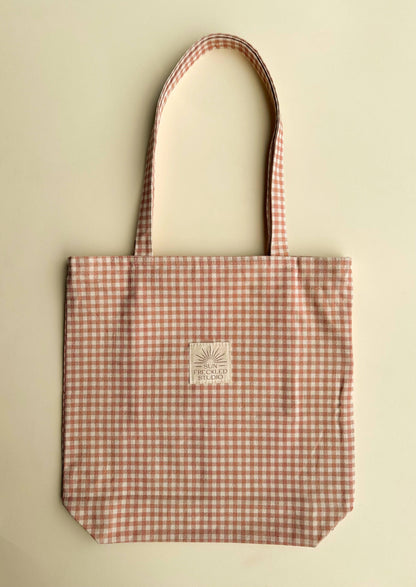 Chai Gingham Tote Bag: Wide