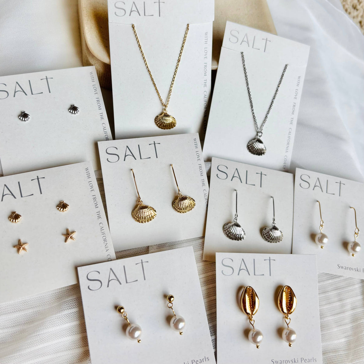 COWRIE SHELL PEARL EARRINGS | Swarovski pearls | 18k gold