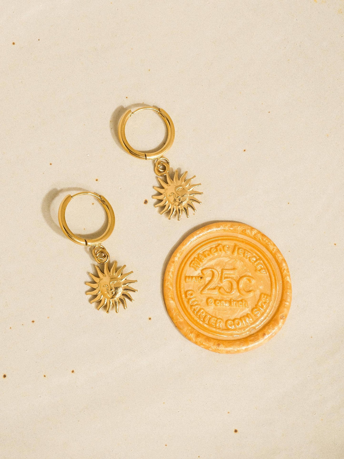 Pascale 18K Gold Non-Tarnish Sun hoop Earring: Yellow Gold