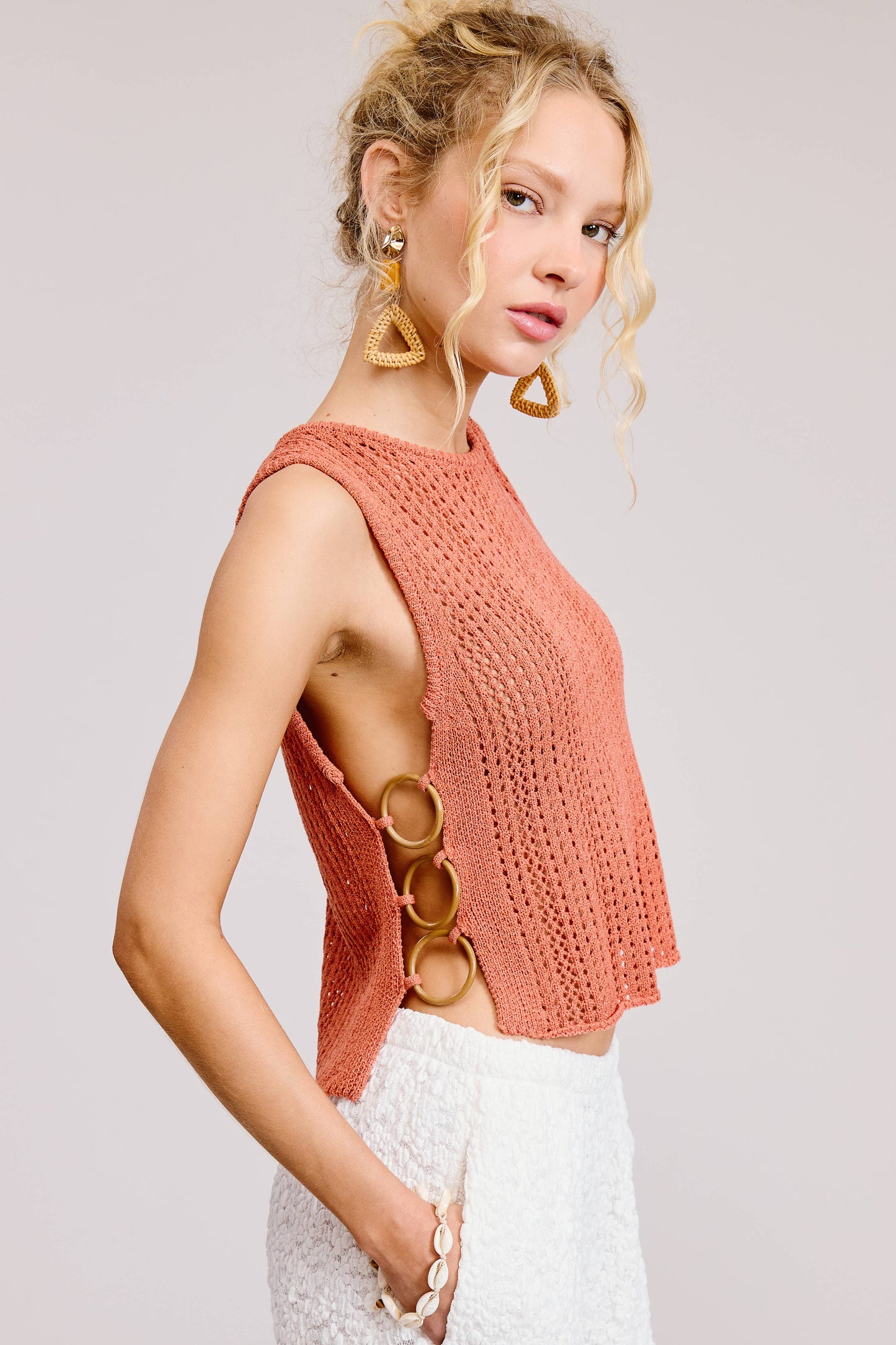 Coral Crotchet Tank