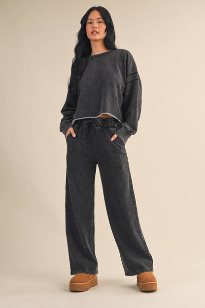 Denim Wash Cutout Back Sweatshirt