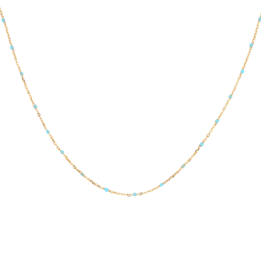 Enamel & Gold Necklace: Blue / 13"