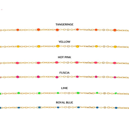 Enamel & Gold Necklace: Yellow / 13"