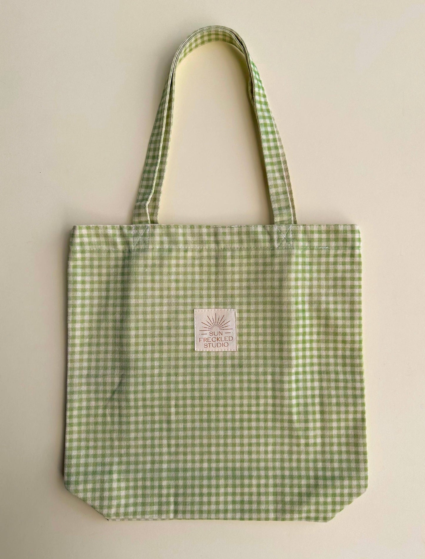 Sage Gingham Tote Bag: Regular