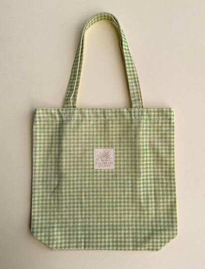 Sage Gingham Tote Bag: Regular