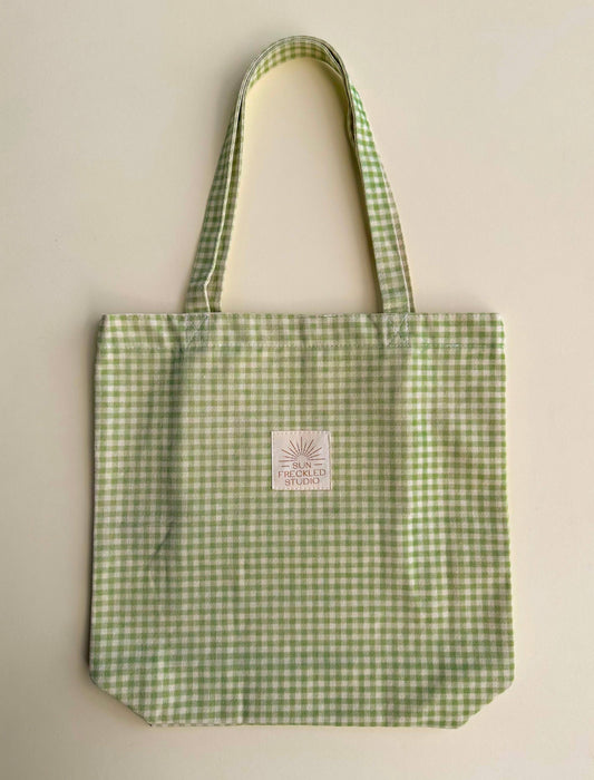 Sage Gingham Tote Bag: Regular