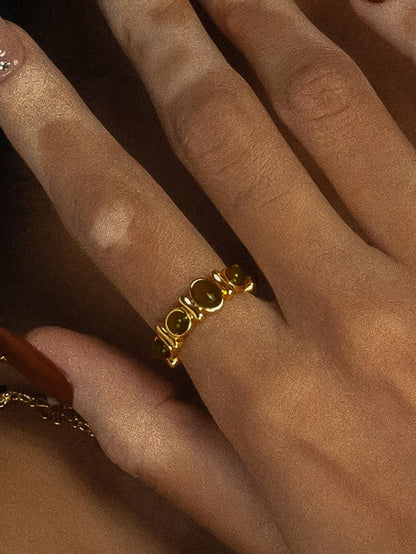 Canso 18K Gold Non-Tarnish Tiger Eye Ring: Brown