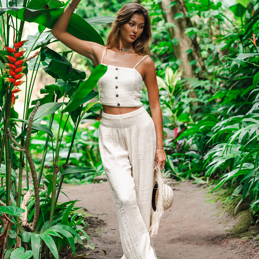 Palm Cabana Cotton Pants