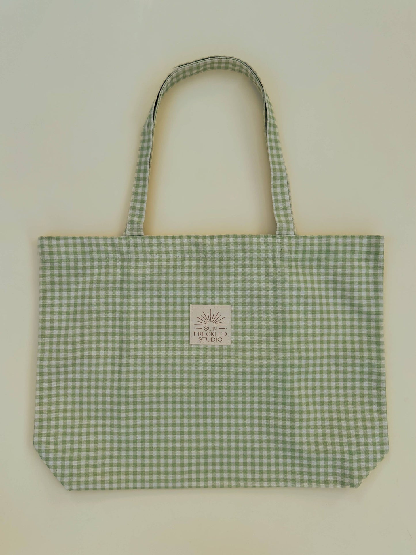 Sage Gingham Tote Bag: Regular