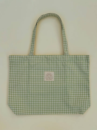 Sage Gingham Tote Bag: Regular