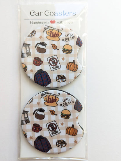 GG Inspired Autumn Fall Car Coasters : Checker