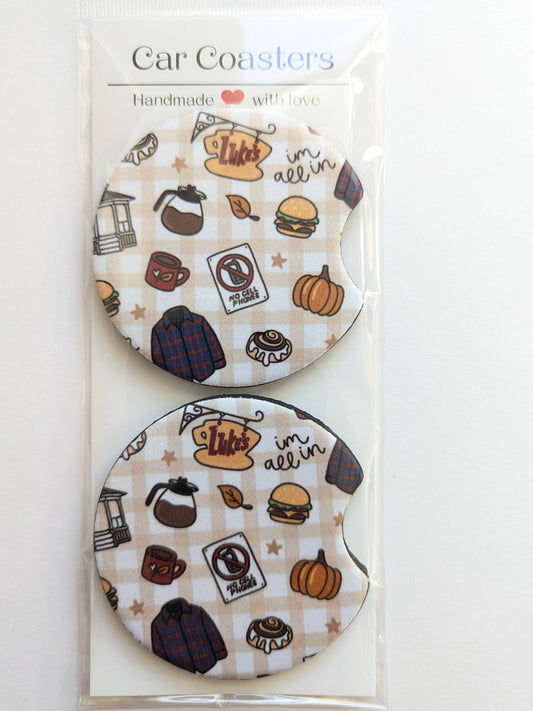 GG Inspired Autumn Fall Car Coasters : Checker